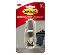 Command Grand crochet Forever Classic en nickel brossé, utilisation en intérieur - 1 crochet et 2 bandes adhésives - Organisez sans dommage