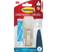 Command Grand Crochet Métal Moderne avec Languettes Résistantes à l'Eau, 1 Grand Crochet, 2 Languettes, 2,2 kg - Sans Outils - Accrochage Sans Dommage