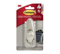 Command Grand Crochet Métal Nickel Brossé - 1 Crochet, 2 Languettes pour l'intérieur, 2,2 kg - Accrochage sans Dommage