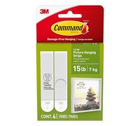 Command Grandes bandes adhésives, blanches, à suspendre sans dommages, pour photos, cadres et miroirs, décorations murales et enseignes, peuvent supporter jusqu'à 7,2 kg, 8 unités (lot de 1)