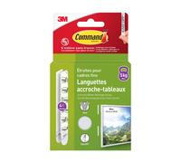 3M Command Languettes adhésives étroites jusqu'à 5,4 kg Blanc – Blister 4 x 2