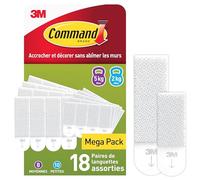 Command Languettes Accroche Tableaux, 8 Paires Moyennes et 10 Paires Petites (36 Languettes), Blanc - Fixation Murale Sans Dommage