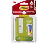Command Languettes Accroches Tableaux, Grand Modèle, 12 x 2 Languettes, Blanc - Supporte jusqu'à 7.2 kg - Sans Outils - Fixation sans Dommages