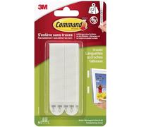 Command Languettes Accroches Tableaux Grand Modèle, 6 x 2 Languettes, Blanc - Fixation sans Dommage