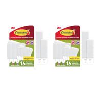 Command Languettes Accroches Tableaux Moyen et Grand Modèles, Blanc, 8 x 2 L + 8 X 2 M, 32 Languettes - Fixation sans Dommage (Lot de 2)
