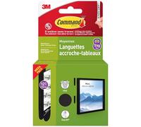 Command Languettes Accroches Tableaux Moyen Modèle - 12 Paires (24 Languettes) Noir - Supporte jusqu'à 5 kg - Sans Outils - Fixation sans Dommages