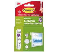 Command Languettes Accroches Tableaux Moyen Modèle, 4 x 2 Languettes, 5,4 kg, Blanc - Fixation sans Dommage