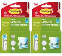 Command Languettes Accroches Tableaux Petit Modèle - 4 Paires (8 Languettes) Blanc - Supporte jusqu'à 2 kg - Sans Outils - Fixation sans Dommages (Lot de 2)