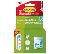 Command Languettes Accroches Tableaux Petit Modèle, Multi-Pack - 12 Paires (24 Languettes) Blanc - Supporte jusqu'à 2 kg - Sans Outils - Fixation sans Dommages