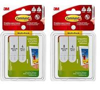 Command Languettes Accroches Tableaux Petites et Moyennes - 8 paires Moyennes, 4 paires Petites, Blanc - Fixation sans Dommage (Lot de 2)