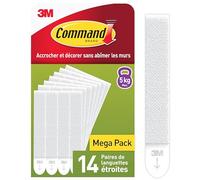 Command Languettes Accroches Tableaux pour Cadres Fins, Blanc, 14 Paires (28 Languettes) - Fixation sans Dommage