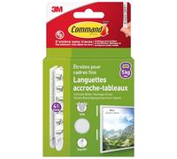 Languettes adhésives étroites Command 3M jusqu'à 5,4 kg - Blister de 4 x 2