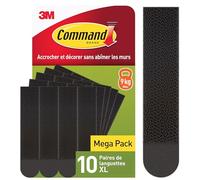 Command Languettes Accroches Tableaux, Très Grandes - 10 Paires (20 Languettes) Noir - Supporte jusqu'à 9 kg - Sans Outils - Fixation sans Dommages