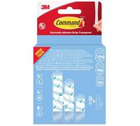 Command Languettes Adhésives, Transparent, Multipack, 4 Grandes (L), 4 Moyennes (M), 8 Petites (S) Bandes - Sans Outils - Accrochage Sans Dommage