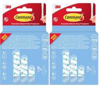 Command Languettes Adhésives, Transparent, Multipack, 4 Grandes (L), 4 Moyennes (M), 8 Petites (S) Bandes - Sans Outils - Accrochage Sans Dommage (Lot de 2)