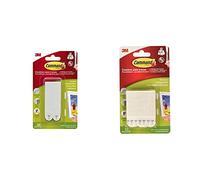 Command Languettes pour Accrochage de Tableaux, 4 x 2 Languettes Larges, 7,2 kg & 57708 Bandes de Suspension pour Cadre - 8 pièces, Blanc, Taille M