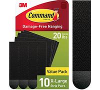 Command Lot de 10 paires de bandes adhésives XL pour accrocher des tableaux - Pour objets lourds - Charge maximale de 9 kg - Noir