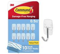 Command Lot de 10 petits crochets métalliques et 12 bandes adhésives, crochets muraux pour organiser et ranger, supportent jusqu'à 0,2 kg chacun