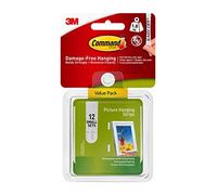 Command Lot de 12 petites bandes adhésives blanches pour accrocher des photos, des cadres et des décorations murales - Peut supporter jusqu'à 1,8 kg
