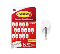 Command Lot de 16 petits crochets métalliques et 24 bandes adhésives Command, fonction bascule, supportent jusqu'à 0,2 kg chacun