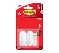 Command Lot de 2 crochets adhésifs et 4 bandes adhésives - Taille S - Blanc - Pour mur, porte, organisation sans perçage