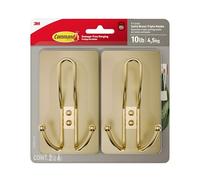 Command Lot de 2 crochets triple en laiton satiné XL 17038BR-2ES, 2 crochets, 6 bandes