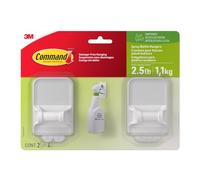 Command - Lot de 2 supports pour flacons pulvérisateurs, supporte jusqu’à 909 ml, avec 2 crochets, 4 bandes, pour organiser sans dommages, blanc