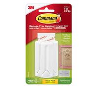 Command Lot de 3 supports photo à dos métallique 17043 et 6 bandes adhésives, blancs, résistants aux dommages, pour cadres à dos métallique, peuvent supporter jusqu'à 2,2 kg (l'emballage peut varier), 1