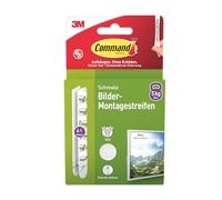 Command Lot de 4 x 2 bandes adhésives étroites (8 bandes), blanches, pour accrocher des photos sans perçage, les bandes supportent jusqu'à 5 kg, se décollent sans laisser de résidus