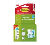 Command™Lot languettes de fixation enlevable tableau - Lot de 12 paires Blanc Petit modèle