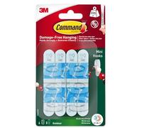 Command Mini crochets d'extérieur, 6 mini crochets et 8 petites bandes adhésives, transparents, suspension sans dommage