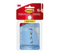 Command Multi-Pack de Crochets Déco Clip Transparents - 40 Clips et 48 Petites Bandes Adhésive - Pour la Décoration des Guirlandes Lumineuses, Accrochage Sans Dommage