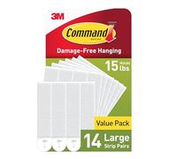 Command PH206-14NA Lot de 14 paires de bandes de suspension pour tableaux, peut supporter 7,3 kg, blanc