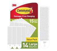 Command PH206-14NA Lot de 14 paires de bandes de suspension pour tableaux, peut supporter 7,3 kg, blanc