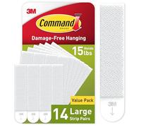 Command PH206-14NA Lot de 14 paires de bandes de suspension pour tableaux, peut supporter 7,3 kg, blanc