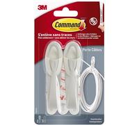 Command Porte-Câbles - Lot de 2 porte-câbles avec 3 languettes adhésives moyennes, Blanc/Gris