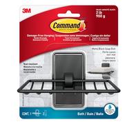 Command Porte-savon pour Salle de Bains, Noir Mat - 1 Porte-savon et 2 Languettes Adhésives Résistantes à l'eau de Taille Moyenne - Accrochage Sans Dommage