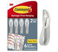 Command Range-cordons sans dommages, sans outils, pour accrocher des câbles électriques, 6 regroupeurs de cordons gris et 12 bandes Command