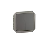 Commande double étanche pour réaliser 3 fonctions Plexo IP55 IK08 avec enjoliveur finition anthracite - 069805L - Legrand