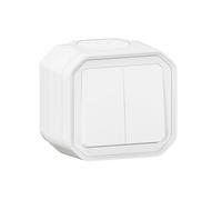 Legrand Interrupteur double Plexo 069755L Blanc IP55 IK08 Saillie 10A