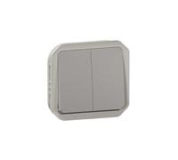 Commande double interrupteur ou poussoir Plexo composable gris (069525L)