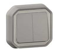 Commande double 3 fonctions complet encastré étanche - gris - Plexo LEGRAND