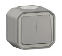 Commande double - 3 fonctions complet saillie étanche - Plexo - Anthracite LEGRAND