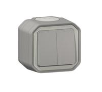 Commande double interrupteur ou poussoir Plexo complet saillie gris (069715L)