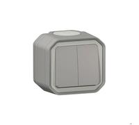 Commande double interrupteur ou poussoir Plexo complet saillie gris (069715L)