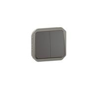 Commande double interrupteur ou poussoir Plexo composable anthracite LEGRAND 069