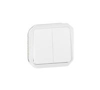 Commande double interrupteur ou poussoir Plexo composable - LEGRAND - LEG069625L - Blanc - Extérieur - 10 A