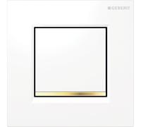 Commande Geberit pour urinoir avec déclenchement pneumatique du rinçage, plaques de déclenchement type 30, 116.017.KK.1, Couleur: blanc / plaqué or