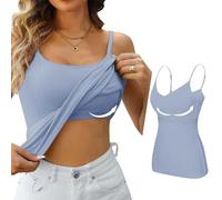 Commandes en Cours HUIFUAO Camisole pour Femme avec Soutien-Gorge intégré - Débardeur Blanc Sexy pour l'été - Débardeur Basique avec Soutien-Gorge intégré, Z07 Bleu, XXL