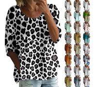 Commandes en Cours Solde Tee Shirt Femme Couleur Lilas Chemisier Léopard Tenue Professionnelle Esthetique Noel Chic Vetements Femmes Tendances Fleurie T Elegant Chemise Blanche Lin A Manches